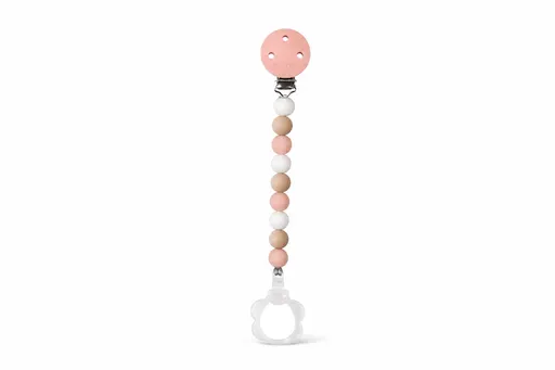 Nattou Attache-sucette silicone Rose-Blanc-Beige