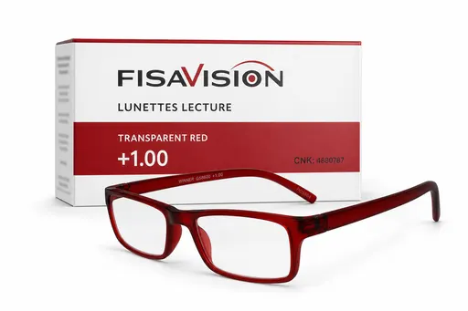 Fisavision Lunettes de Lecture Transparentes Rouges